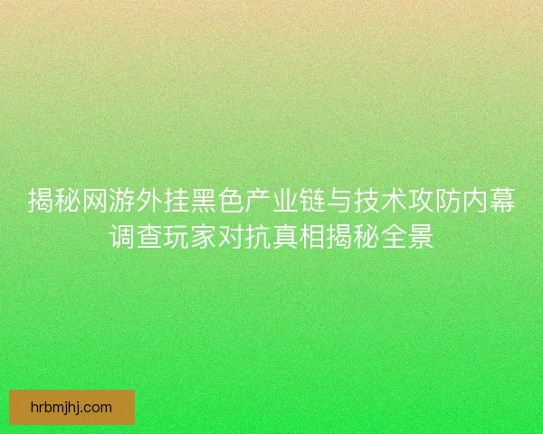 揭秘网游外挂黑色产业链与技术攻防内幕调查玩家对抗真相揭秘全景 揭秘网游外挂黑色产业链与技术攻防内幕调查玩家对抗真相揭秘全景