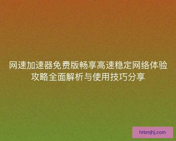 网速加速器免费版畅享高速稳定网络体验攻略全面解析与使用技巧分享