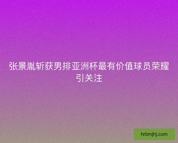 张景胤斩获男排亚洲杯最有价值球员荣耀引关注